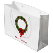 Weihnachten Holly Wreath und Berries Große Geschenktüte (Rückseite Schrägansicht)