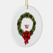 Weihnachten Holly Wreath und Berries Keramik Ornament (Rechts)