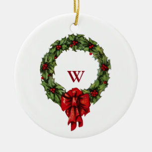 Weihnachten Holly Wreath und Berries Keramik Ornament