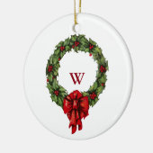 Weihnachten Holly Wreath und Berries Keramik Ornament (Links)