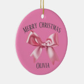 Weihnachten Hübsch Pink Individuelle Name Coquette Keramik Ornament (Rechts)
