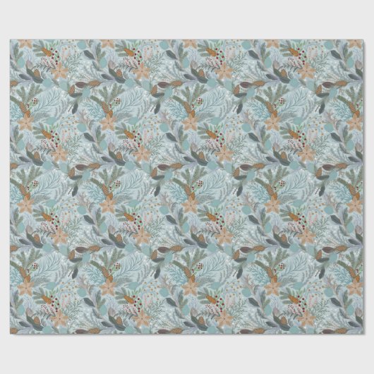 Weihnachten hübsche blühende Muster Geschenkpapier (Flach)