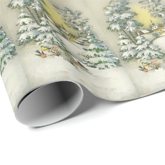 Weihnachten Hübsche Kirche Pine Tree Forest Geschenkpapier (Rolleneckpunkt)