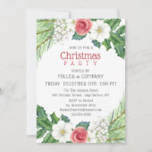 Weihnachten Hübsches florales Weihnachtsfest Party Einladung (Vorderseite)