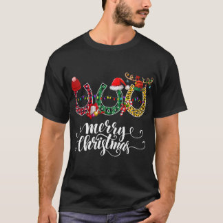 Weihnachten Hufeisen Pferdeliebhaber Leopard Plaid T-Shirt