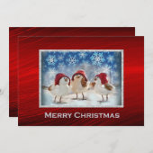 Weihnachten Hühner Schnee Wasserfarbe Weihnachtswo (Vorne/Hinten)