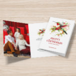 Weihnachten Hummingbird Custom Foto Karte<br><div class="desc">Weihnachts-Kolibri mit Blume für Feiertage,  rot Frohe Weihnachtstypografie,  personalisierbarer Text und individuellem Foto.</div>