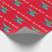 Weihnachten Hummingbird Joy to the World Red Geschenkpapier (Ecke)