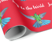 Weihnachten Hummingbird Joy to the World Red Geschenkpapier (Rolleneckpunkt)