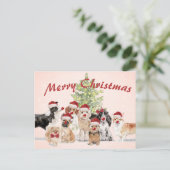 Weihnachten Hund liebt Freude Weihnachtsmannmütze Postkarte (Stehend Vorderseite)