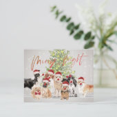 Weihnachten Hund liebt Merry Bright Santa Postkarte (Stehend Vorderseite)
