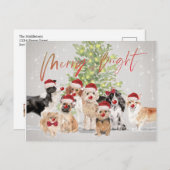 Weihnachten Hund liebt Merry Bright Santa Postkarte (Vorne/Hinten)