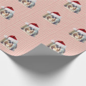 Weihnachten, Hund Shih Tzu, Weihnachtsmannmütze Geschenkpapier (Ecke)