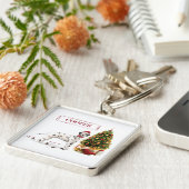 Weihnachten - Hund und Baum Schlüsselanhänger (Seite)