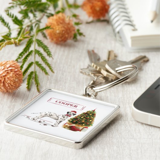 Weihnachten - Hund und Baum Schlüsselanhänger (Seite)