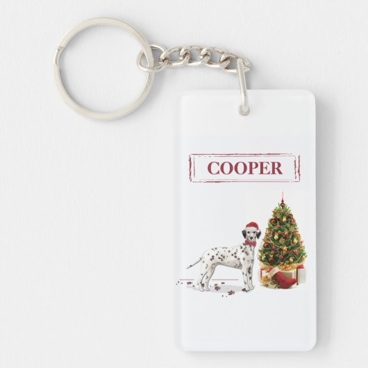 Weihnachten - Hund und Baum Schlüsselanhänger (Vorderseite)