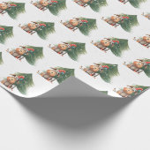 Weihnachten Hund und Kiefer in Schneeflocken Geschenkpapier (Ecke)