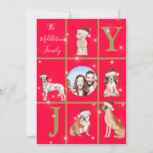 Weihnachten Hunde Spaß Foto Red Holiday Card (Vorderseite)