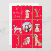 Weihnachten Hunde Spaß Foto Red Holiday Card (Vorne/Hinten)