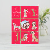 Weihnachten Hunde Spaß Foto Red Holiday Card (Stehend Vorderseite)