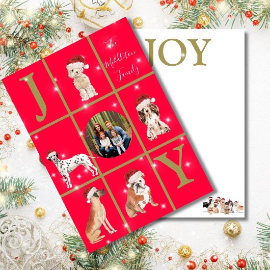 Weihnachten Hunde Spaß Foto Red Holiday Card