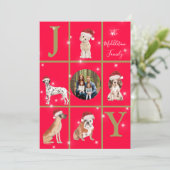 Weihnachten Hunde Spaß Foto Red Holiday Card (Stehend Vorderseite)