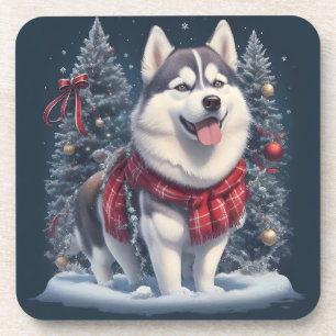 Weihnachten Husky Dog Magic Xmas Weihnachtsgeist Getränkeuntersetzer