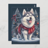 Weihnachten Husky Dog Magic Xmas Weihnachtsgeist Postkarte (Vorne/Hinten)