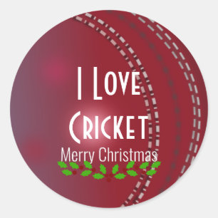 Weihnachten, "I Liebe Cricket" Runder Aufkleber