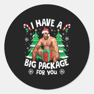 Weihnachten Ich Habe Ein Großes Paket Für Dich Una Runder Aufkleber