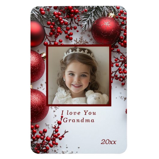 Weihnachten Ich Liebe Sie Oma Rote Ornamente Magnet (Vertikal)