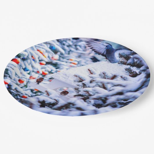 Weihnachten Idyll attraktiv Pappteller (Schrägansicht)