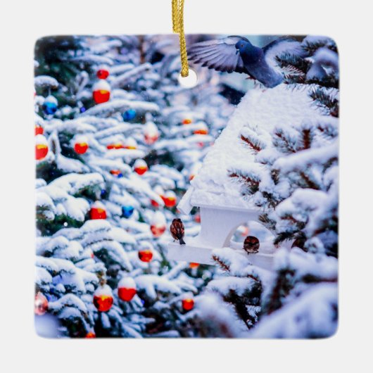 Weihnachten Idyll blendend Keramikornament (Vorderseite)