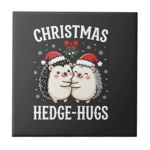 Weihnachten Igel-Umarmen Süßer Igel Feiertag Fliese