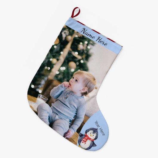 Weihnachten Ihr Bild/Text Streifen Wasserfarben Pi Großer Weihnachtsstrumpf (Vorderansicht (hängend))