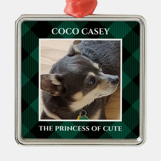 Weihnachten Ihr Haustier Foto Buffalo Kariert Ornament Aus Metall (Vorne)