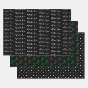 Weihnachten Ihr Name, Heilige, Schwarze und Weiße Geschenkpapier Set