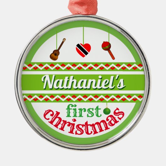 Weihnachten Ihres Babys (Trini) Ornament Aus Metall (Vorne)