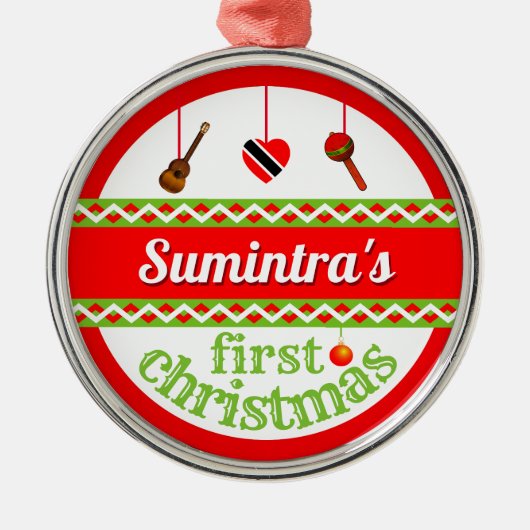 Weihnachten Ihres Babys (Trini) Ornament Aus Metall (Vorne)