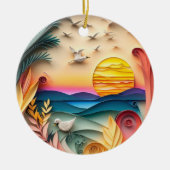 Weihnachten im 3D-Ozean Keramik Ornament (Vorne)