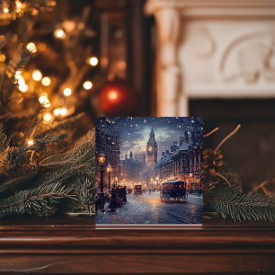 Weihnachten im alten London mit verschneiten Straß
