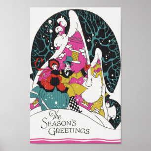 Weihnachten im alten Stil, elegante viktorianische Poster