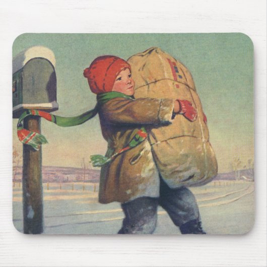Weihnachten im alten Stil, Kind mit großem Paket Mousepad (Vorne)