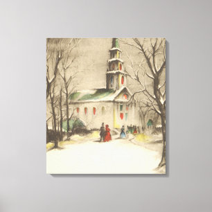 Weihnachten im alten Stil, Kirche in der Winterlan Leinwanddruck