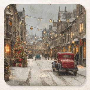 Weihnachten im alten Stil Rechteckiger Pappuntersetzer