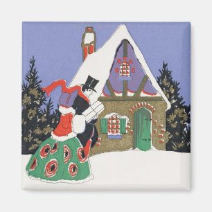 Weihnachten im alten Stil, viktorianisches Paar au Magnet