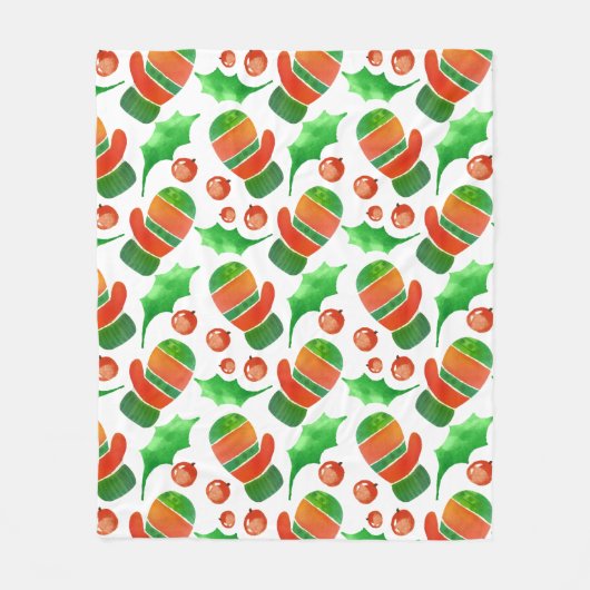 Weihnachten im Aquarell - Muster Fleecedecke (Vorderseite)