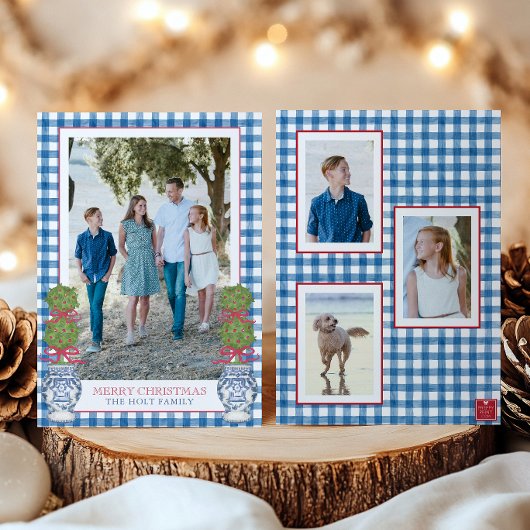 Weihnachten im Aquarell Topiary Gingham Foto