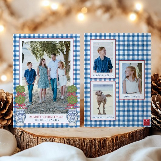 Weihnachten im Aquarell Topiary Gingham Foto