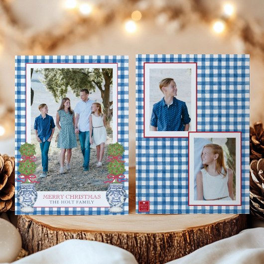 Weihnachten im Aquarell Topiary Gingham Foto